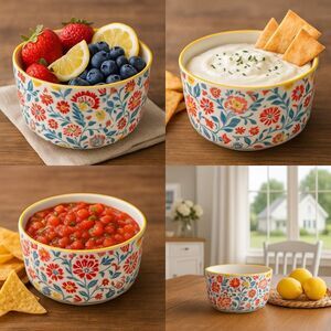 The Pioneer Woman Mazie Round Ceramic Bowl Red Blue Floral Replacement Nest Bowl